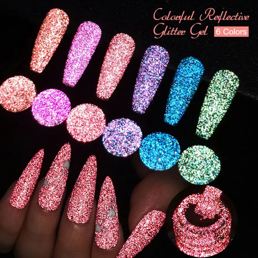 Vernis à ongles UV/LED semi-permanent pailleté - Verh ritage ongles color uv led semi continu gel de moulage paillettes super flash diamant rotterdam - Tenue de festival