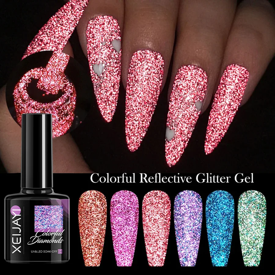Vernis à ongles UV/LED semi-permanent pailleté - Verh ritage ongles color uv led semi continu gel de moulage paillettes super flash diamant rotterdam - Tenue de festival