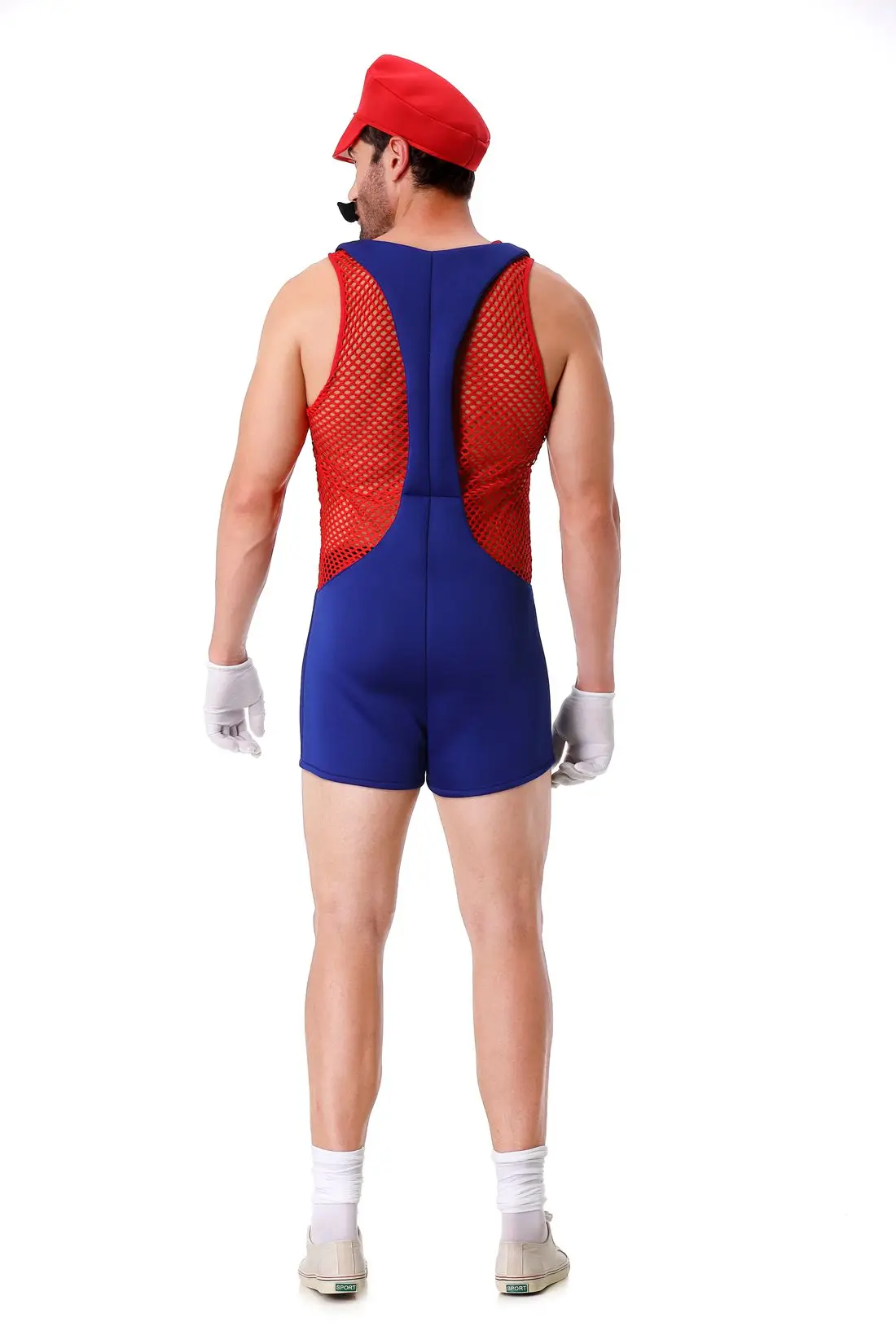 Combinaison de "Mario" sexy - Kf s dc e e e ad be f d g combinaison anime super luigi bros pour homme salopette creuse costume de carnaval d guisement de plombier - Tenue de festival