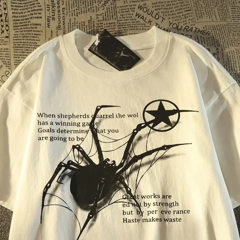 T-shirt oversize Spider - Kf s b e a ee f dbh haut manches courtes col rond pour femme streetwear cor en v tements esth tiques araign e - Tenue de festival