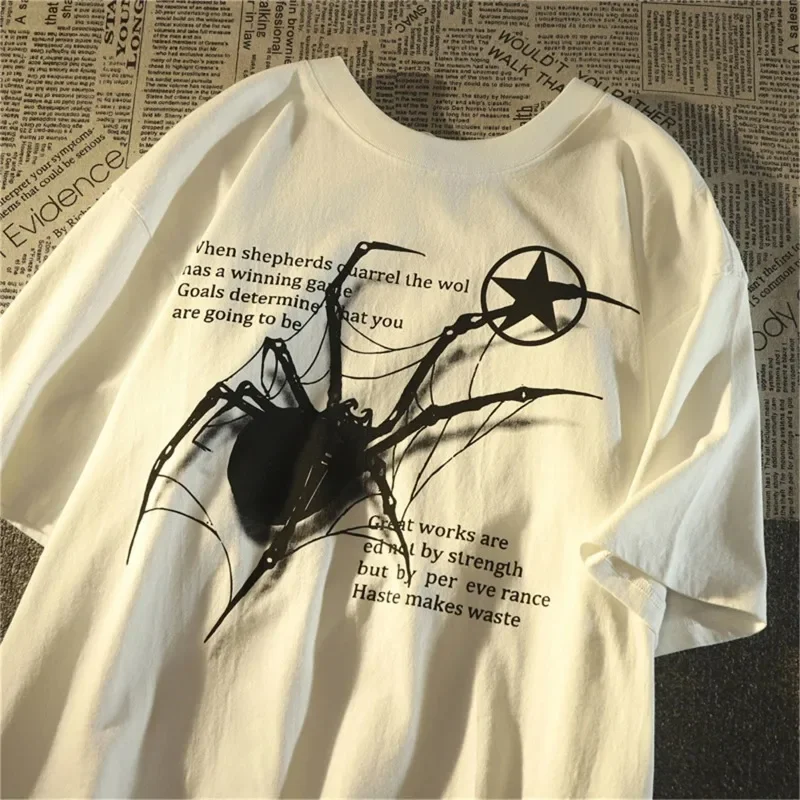 T-shirt oversize Spider - Kf s fd dd d c afd dda z haut manches courtes col rond pour femme streetwear cor en v tements esth tiques araign e - Tenue de festival