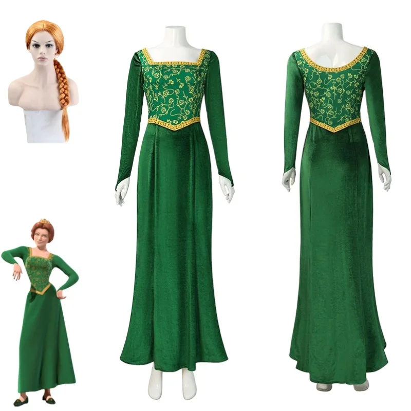 Costume de cosplay "Fiona" dans Shrek - Kf sbe ec b be fb dd f cf shrek cosplay costume pour femme robe de princesse anime robe fiona verte velours sexy v tements - Tenue de festival