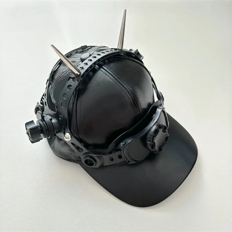 Casquette de baseball cyberpunk - Kf sd a f bd b ca c b y demo casquette de baseball punk en cuir pu avec structure ajustable techwear - Tenue de festival