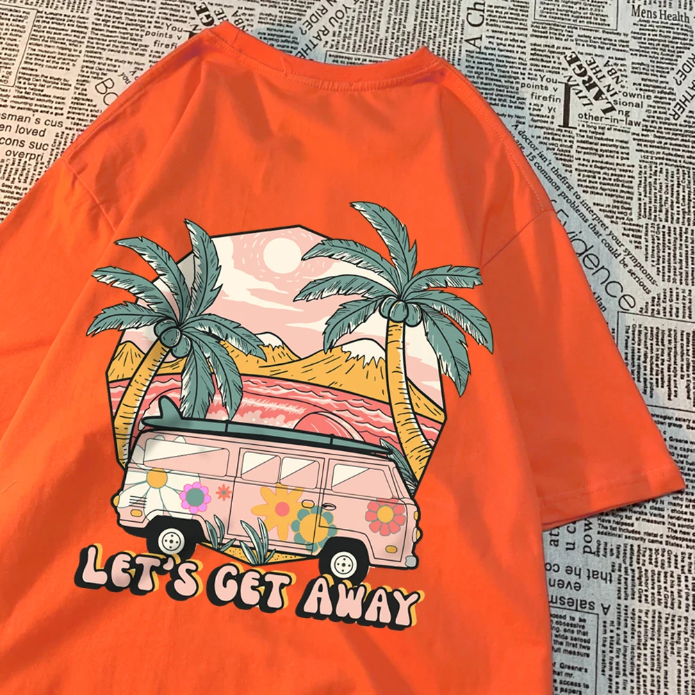 Tshirt oversize Let's get away - Kf sdfb b a fb f efe b ddd o let s get away take the bus go on vacation conomie college pour hommes t shirt - Tenue de festival