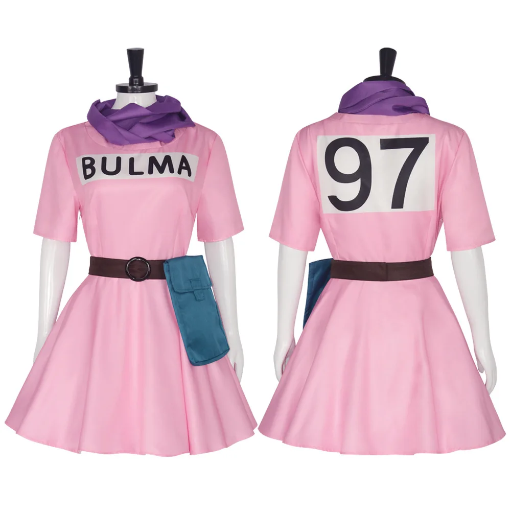 Costume de cosplay "Bulma"  dans Dragon Ball Z - Kf se f f f b f b c f a bcca anime bulma cosplay costume pour femmes adultes robe rose uniforme kawaii pour filles ensemble complet tenues - Tenue de festival