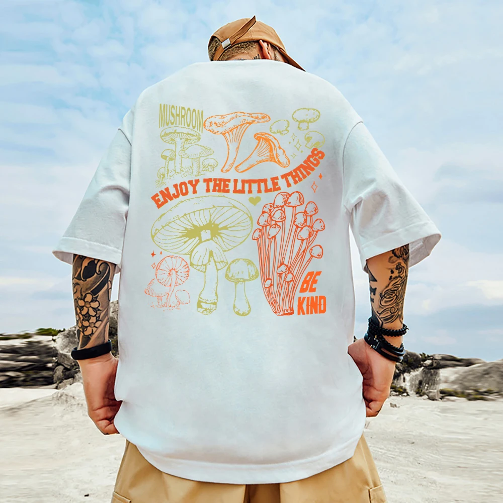 T-shirt oversize Magic mushrooms - Kf sebab ef b b ec fd cj t shirt en coton manches courtes pour hommes salle plus lente profitez des petites choses soyez - Tenue de festival