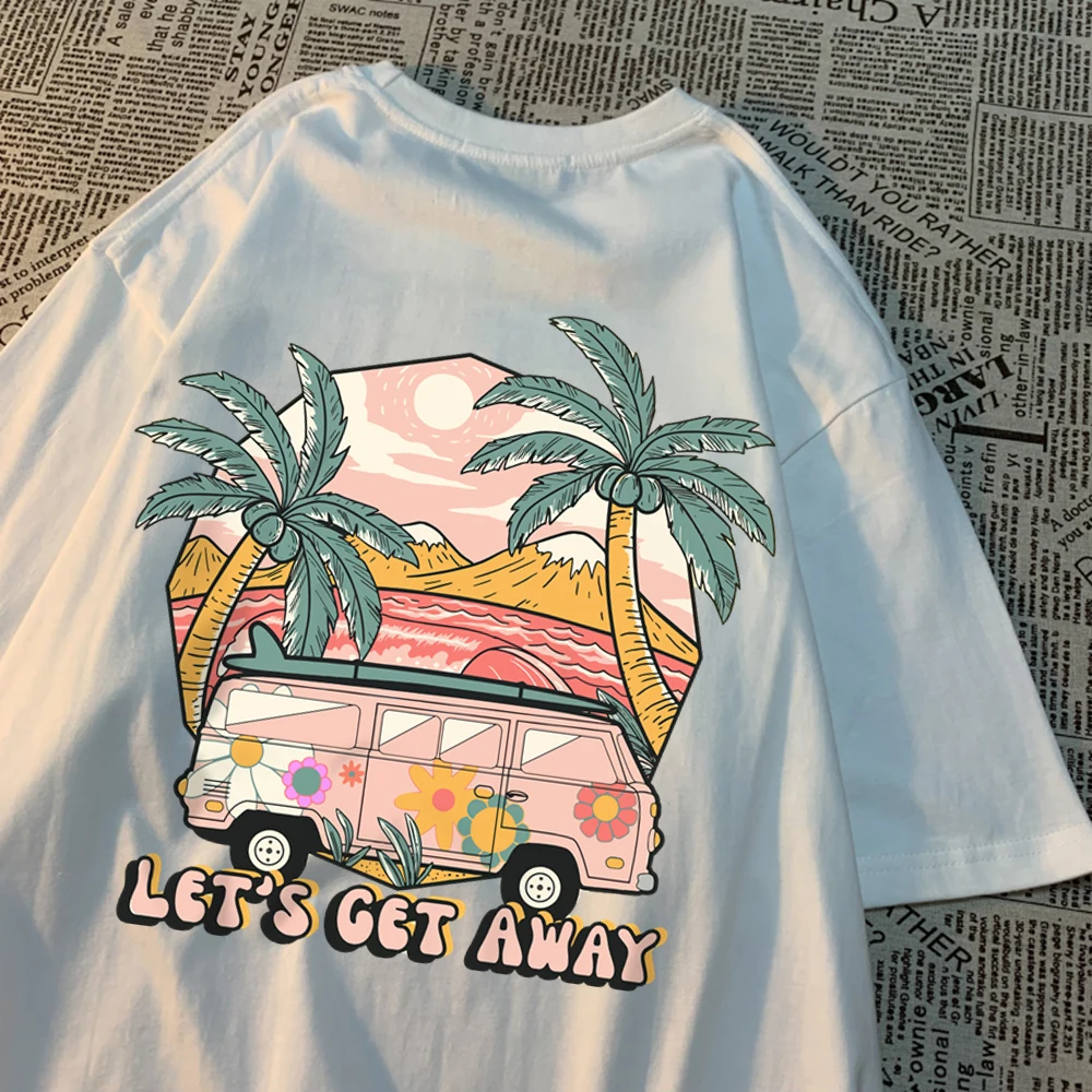 Tshirt oversize Let's get away - Kf sf ebc abd e db eafdf da let s get away take the bus go on vacation conomie college pour hommes t shirt - Tenue de festival