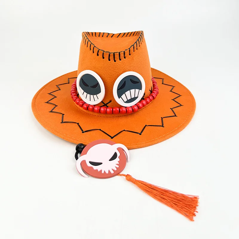 Chapeau de cosplay "Portgas D. Ace" dans One Piece - Kf s f fe ac b f bd c brdwn chapeaux de cosplay unisexe pour adulte casquette de cowboy cadeau de no l - Tenue de festival