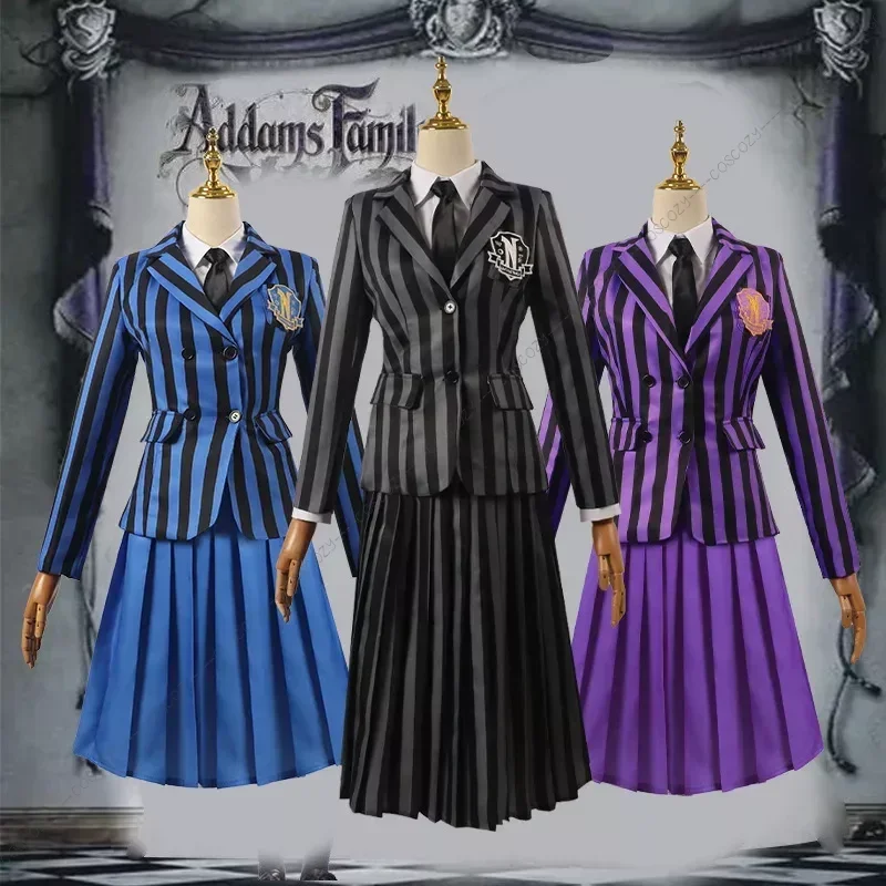 Uniforme scolaire de cosplay Mercredi de la famille Addams