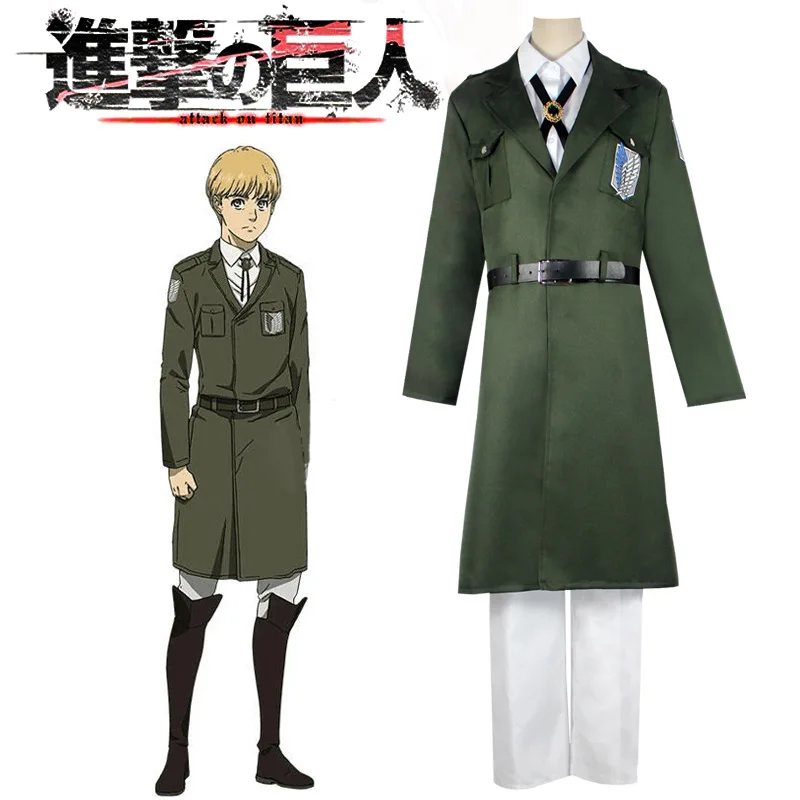 Costume de cosplay "Armin Arlert" dans L’Attaque des Titans - Kf see e e a b e ee f f attack on titan anime cosplay jacket for men scout regiment eren jager armin arlert navy green - Tenue de festival