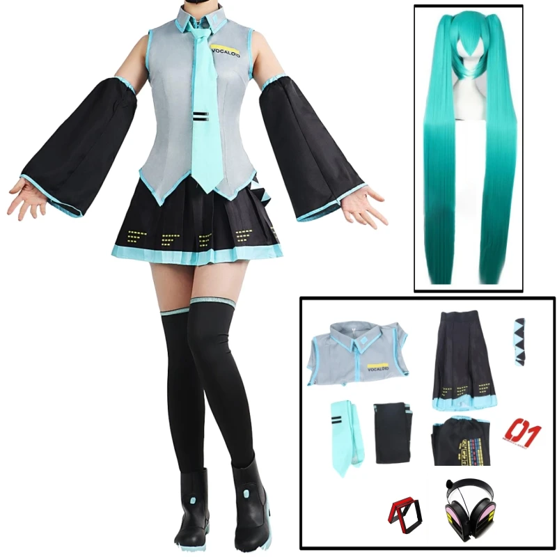 Cosplay de cosplay "Hatsune Miku" dans Vocaloid - Kf sfa e f fb c b a v tements de performance de dessin anim rick hatsune ku miku v tements cosplay jupe jk - Tenue de festival