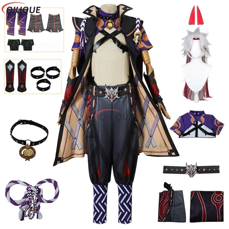 Costume de cosplay Arataki Itto dans Genshin Impact (avec perruque) - Kf s f f c c e aa bf e acb e ew - Tenue de festival