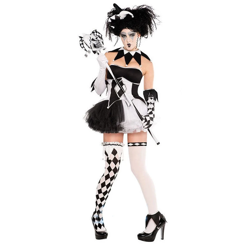 Costume de Clown Harlequin Gothique pour femme - Kf s df e a cf a b a caeabr - Tenue de festival