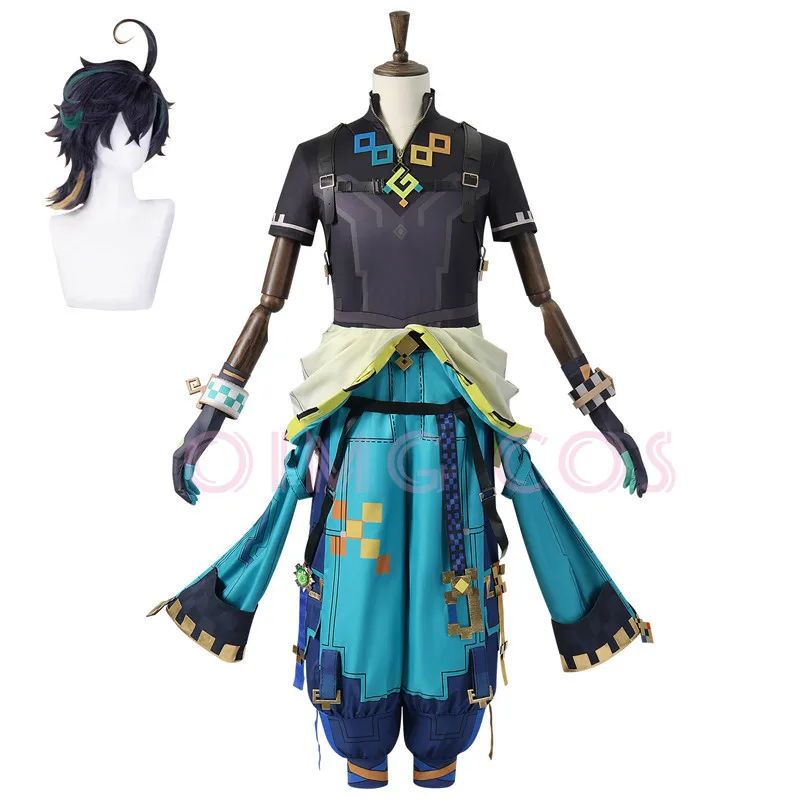 Costume de cosplay Xiao dans Genshin Impact (avec perruque) - Kf s a e a d b h - Tenue de festival