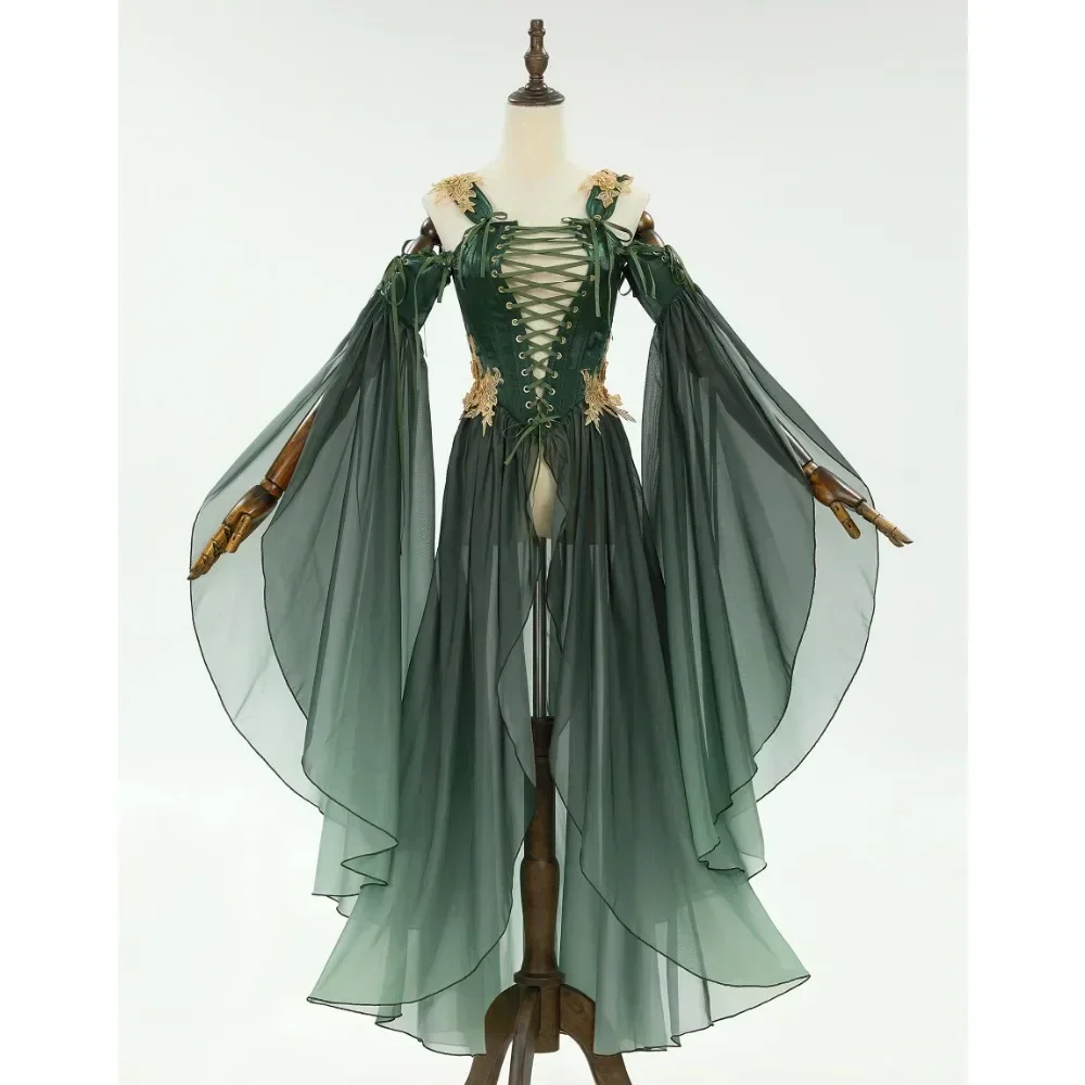 Robe de costume d'Elfe renaissance médiévale pour femme - Kf s d f d e dae e e l - Tenue de festival