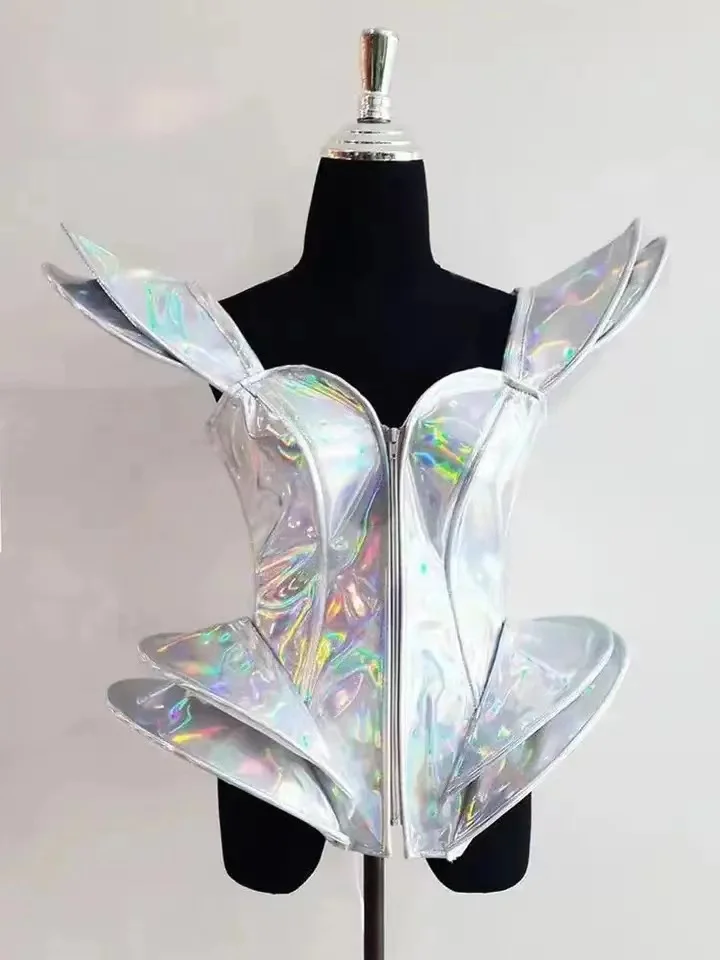 Robe corset holographique futuriste – “Galactic Queen” - Kf s b a b a e f af f ac e q - Tenue de festival