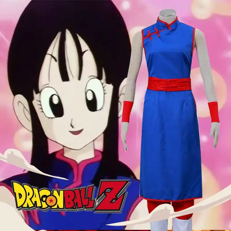 Costume de cosplay "Chichi" dans Dragon Ball Z - Kf sa c ebea cbac ba e df y dragon ball chpierccosplay costume pour femme chemise anime bleue accessoires d uniforme cheongsam robe de chemise - Tenue de festival