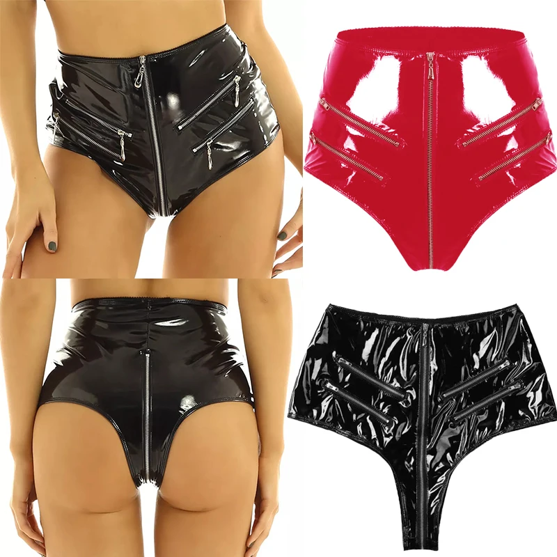 Shorty sexy en latex avec zip entre-jambe pour femmes - Kf safdd c ac d e b a s - Tenue de festival