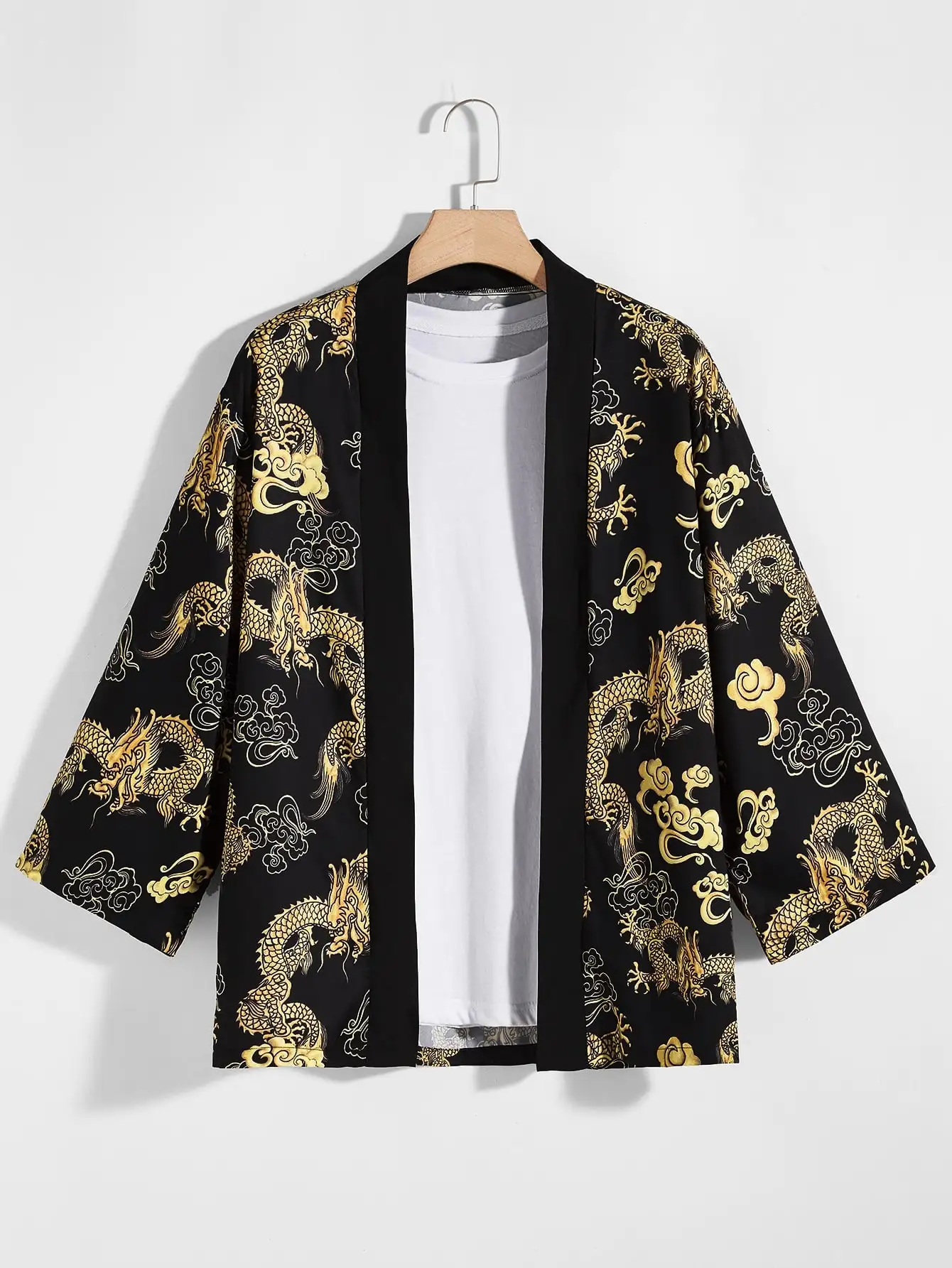 Kimono japonais imprimé dragon doré pour homme - Kf sbb a fd aa f cf cefb dr - Tenue de festival