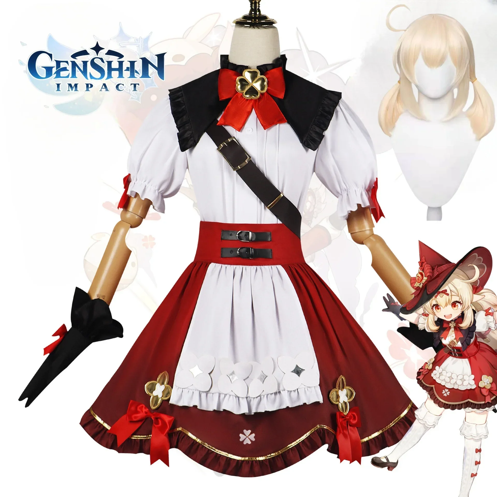 Costume cosplay de "Klee" dans Genshin Impact avec perruque - Kf sdcd e ae cb aab d cb s - Tenue de festival