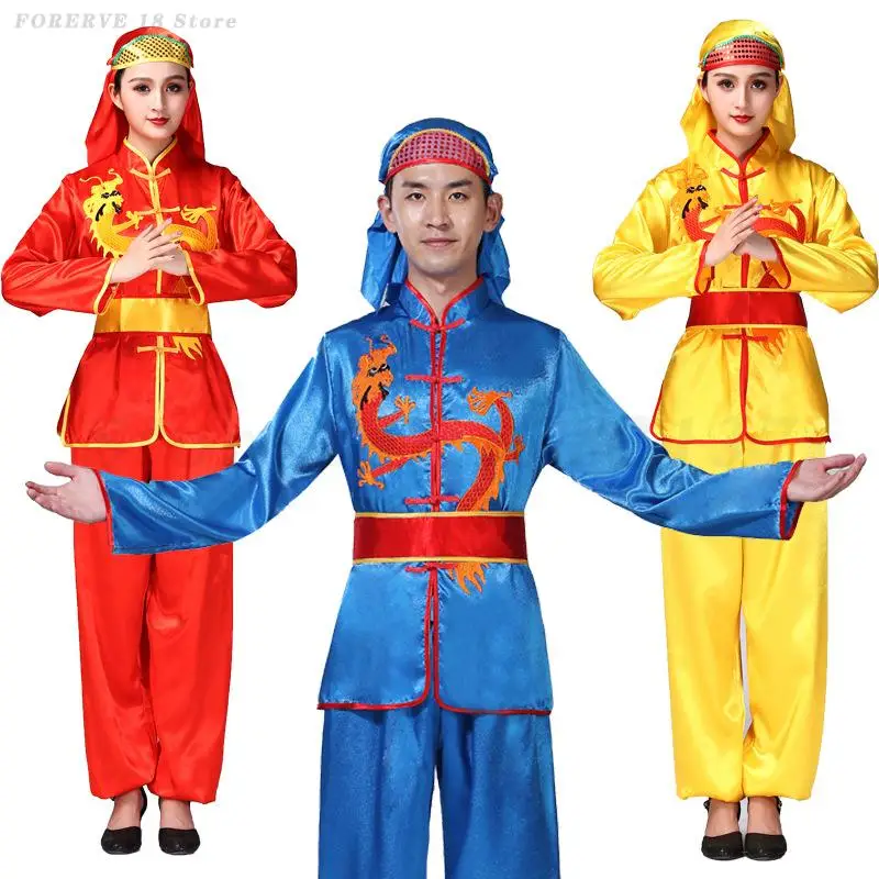 Tenue traditionnelle chinoise en satin avec dragon brodé - Kf sf bf fa bc a ead dce e c fy - Tenue de festival