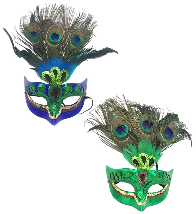 Masques de carnaval en plumes de paon - Kf s d a a bdb d c af e p - Tenue de festival