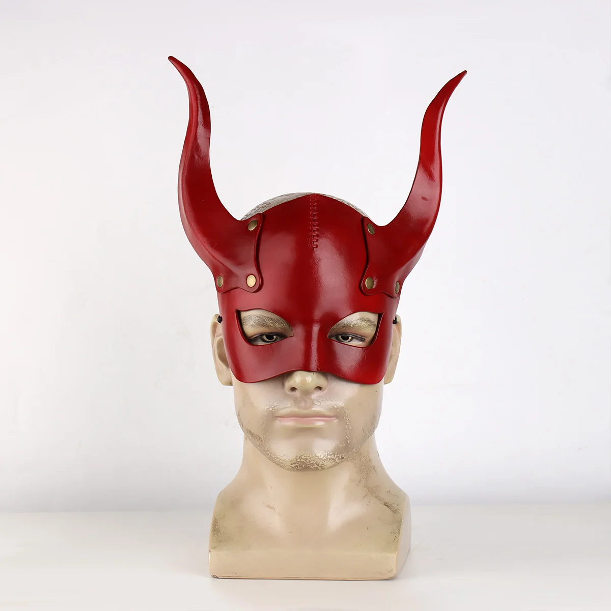 Masque en cuir rouge avec corne de diable - Kf s a ec b ef b a edf d d c as - Tenue de festival