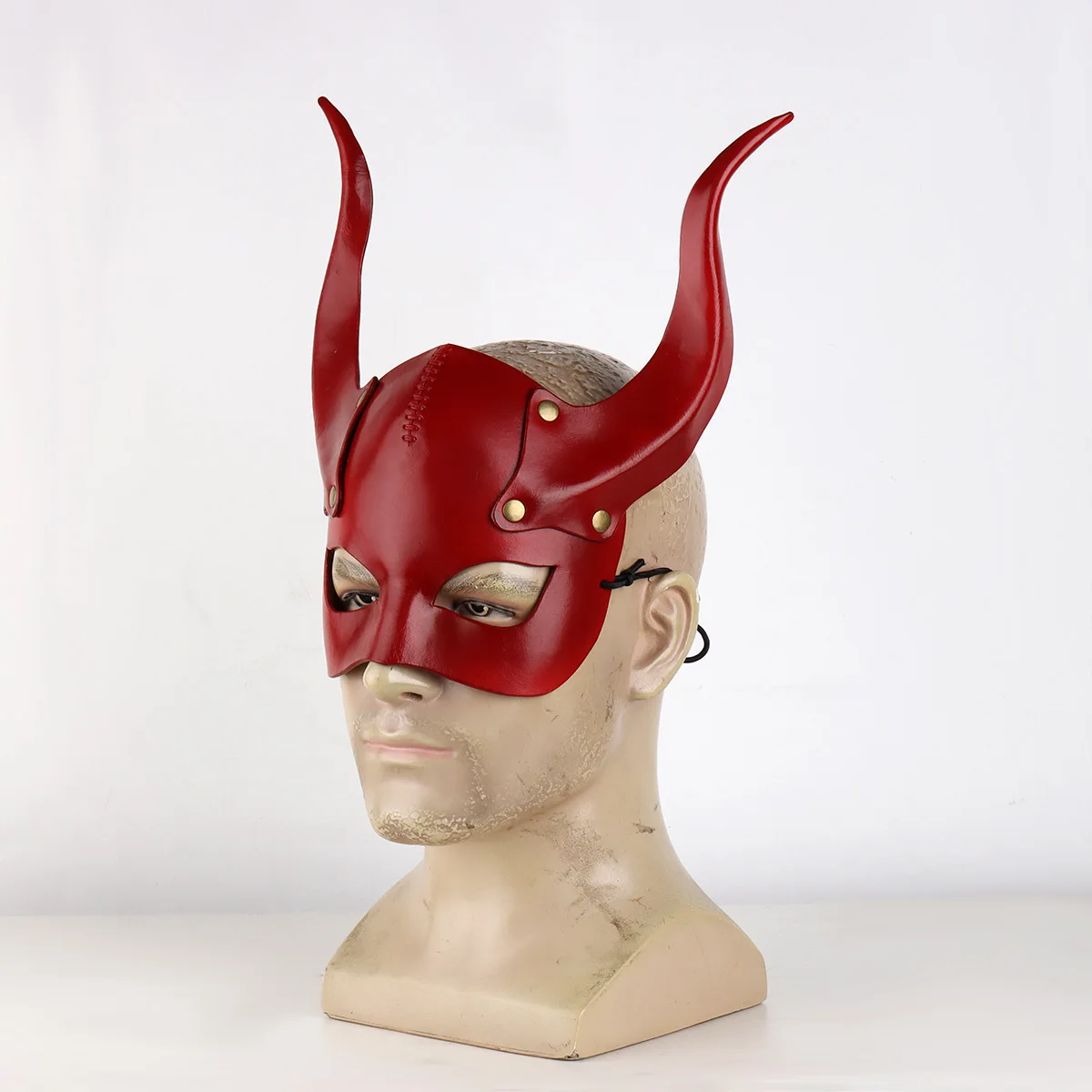 Masque en cuir rouge avec corne de diable - Kf s d a bfc d b b bf d w - Tenue de festival