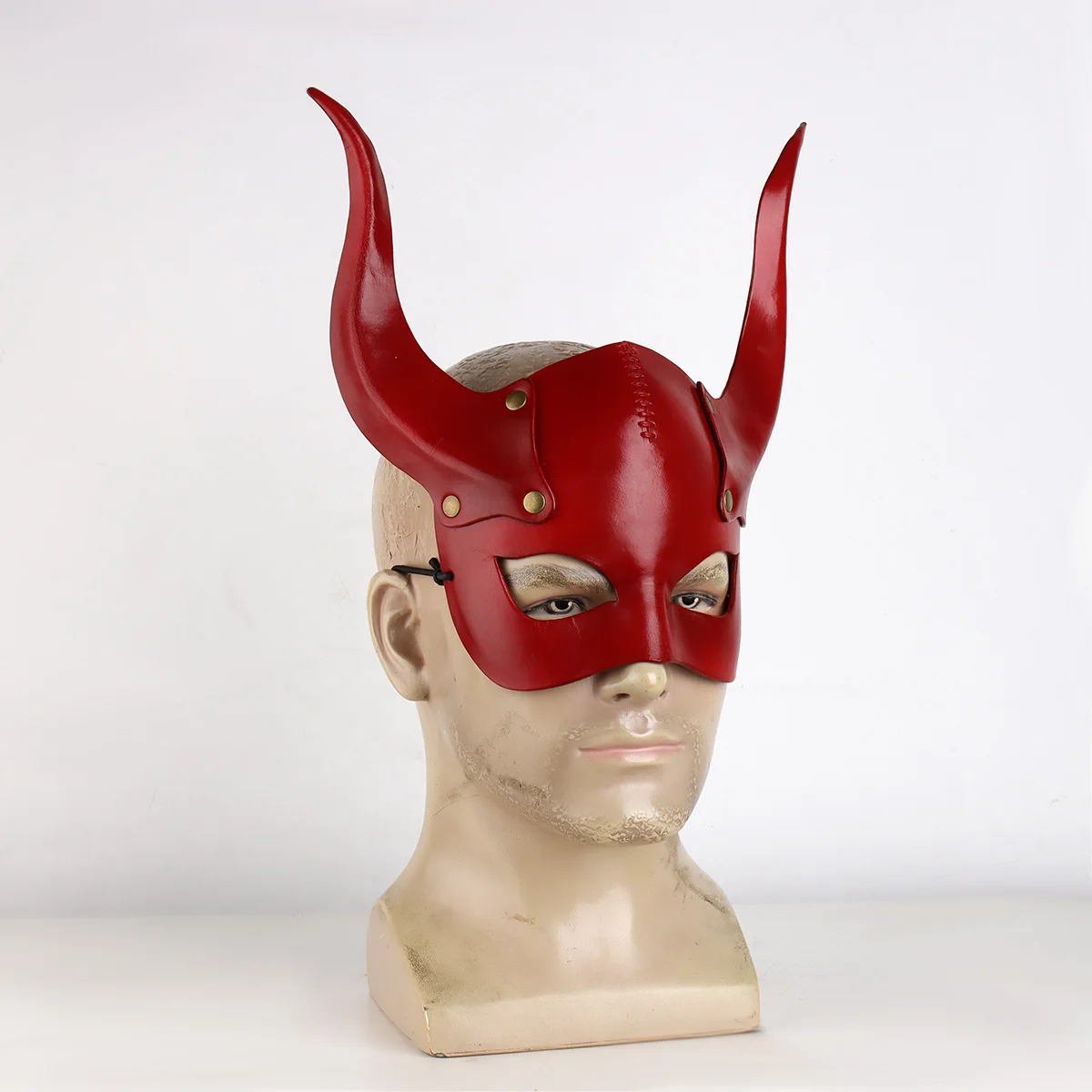 Masque en cuir rouge avec corne de diable - Kf sd b b c ce d fa dfab f f ea i - Tenue de festival
