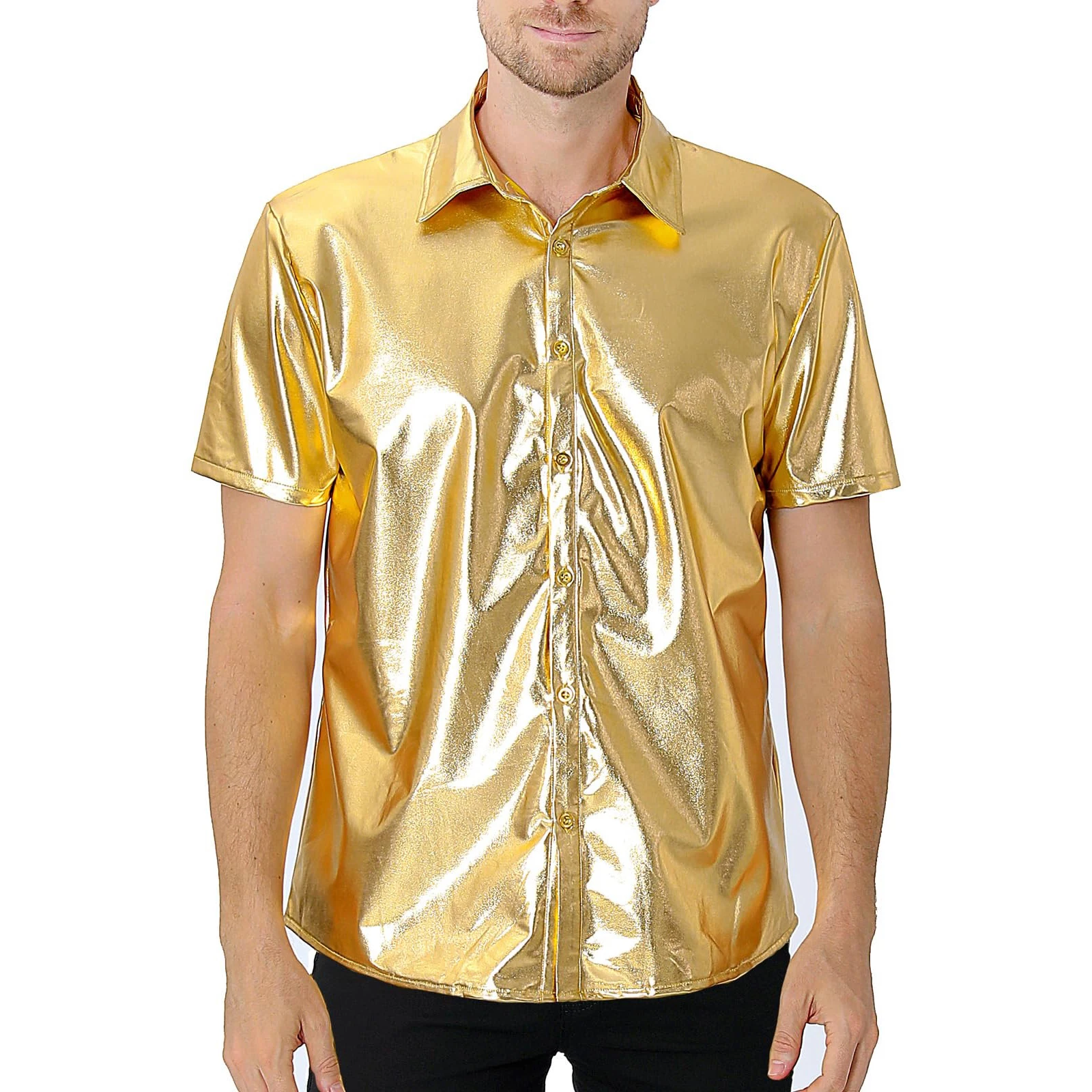 Chemises à manches courtes brillante pour homme - Kf s c c d c aa a a - Tenue de festival