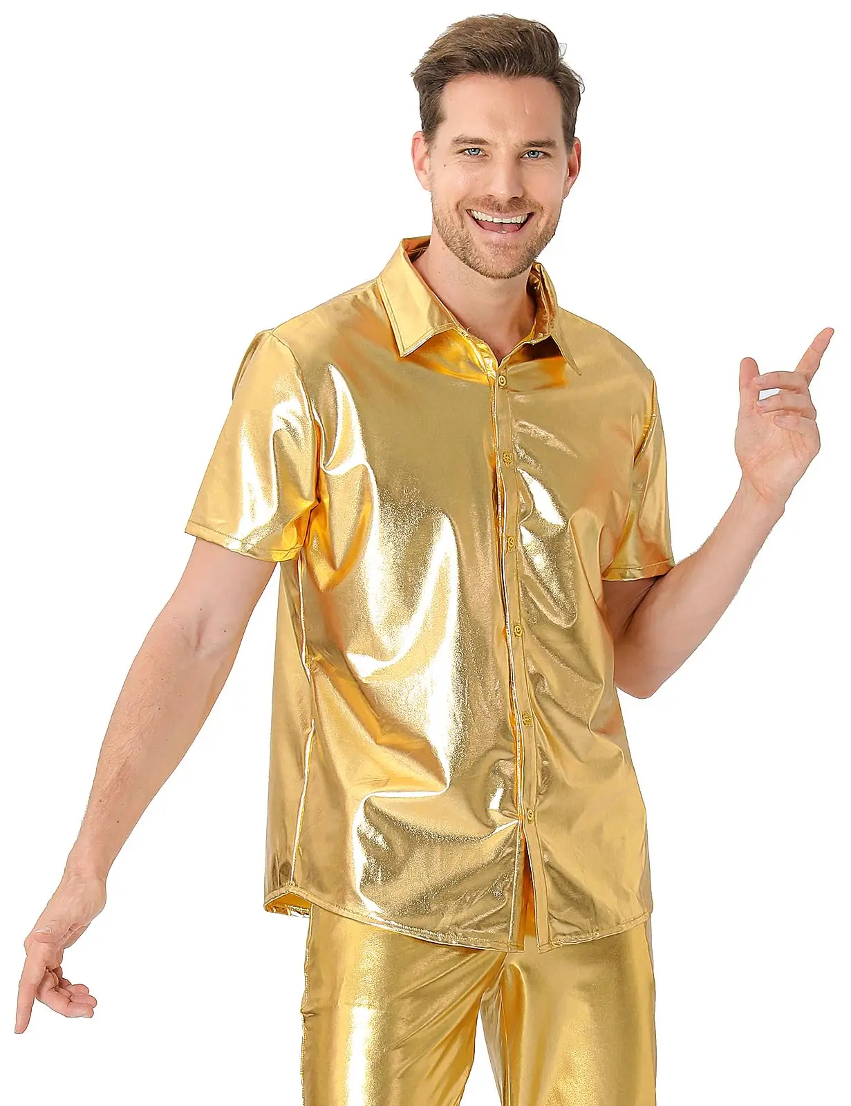 Chemises à manches courtes brillante pour homme - Kf s a a a cd a b c a c dv - Tenue de festival