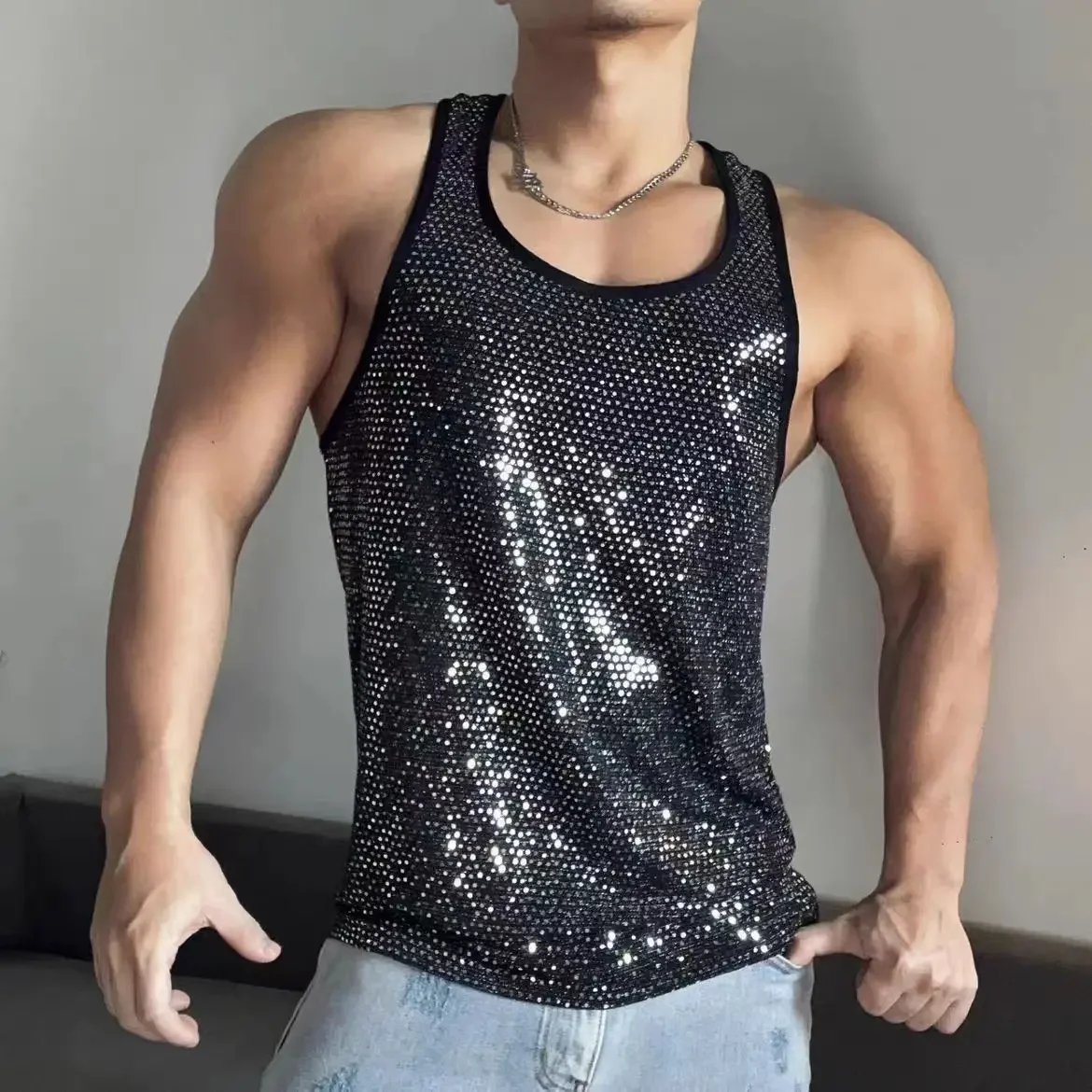 Débardeur brillant à paillettes - Kf s e b a f b de f f f cbc e - Tenue de festival