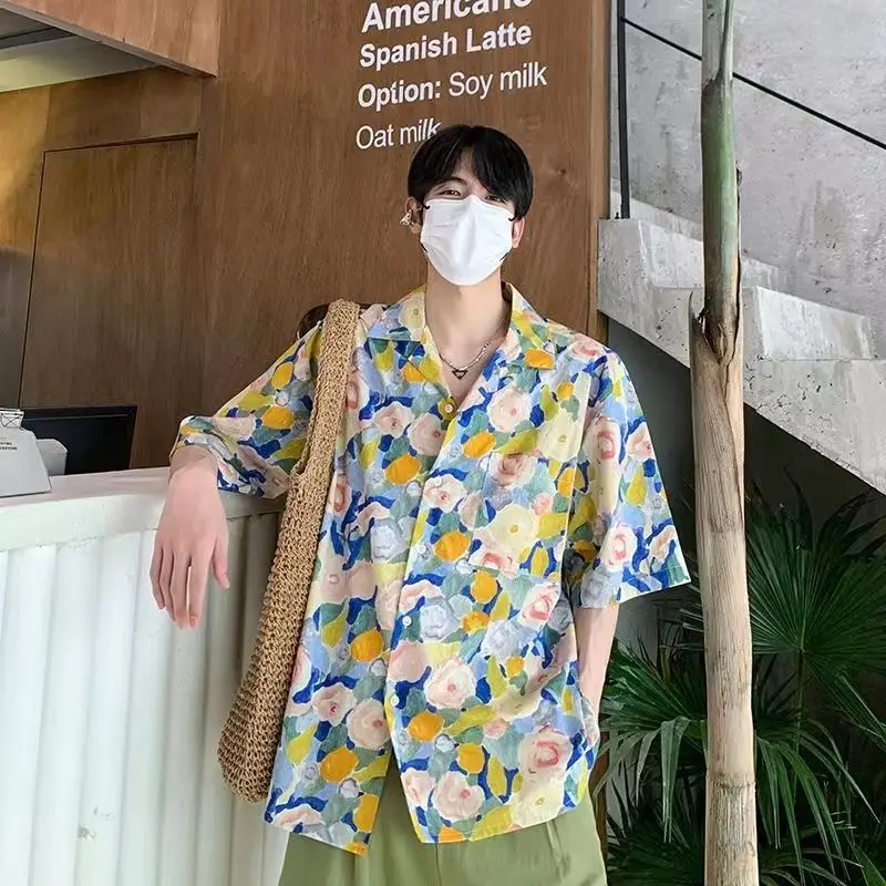 Chemise motif peinture à l'huile - Kf sa adb f e c d abcfce s - Tenue de festival