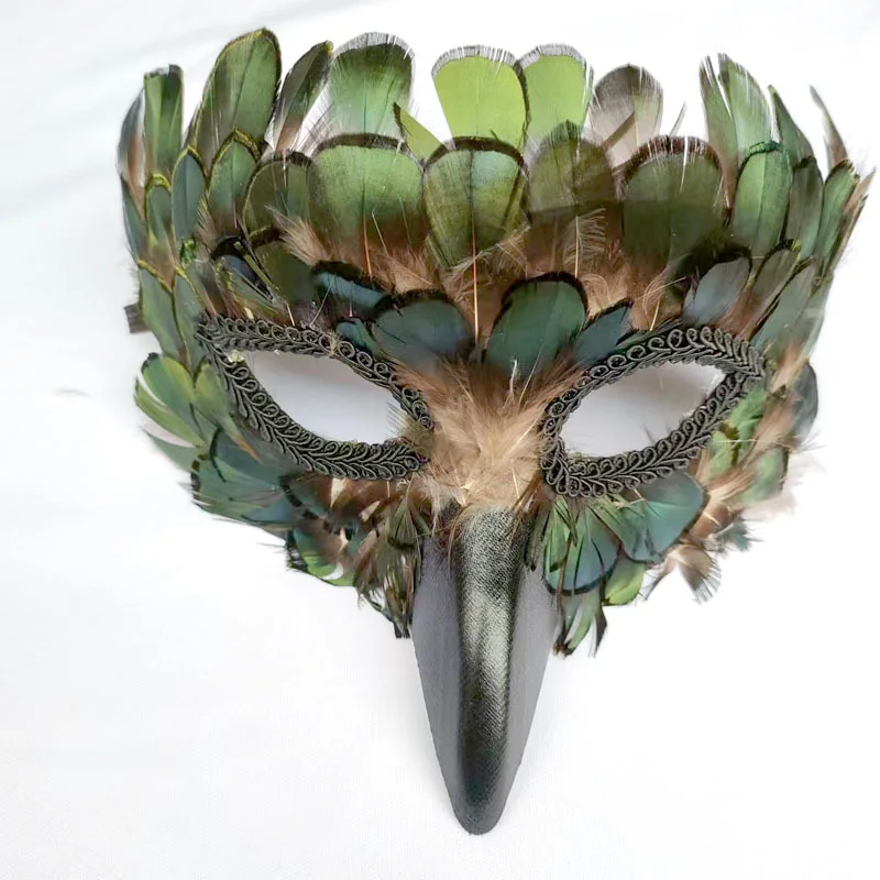 Masque à bec d'oiseau et plumes vertes - Kf sa c fa f a b f fbbc bf - Tenue de festival