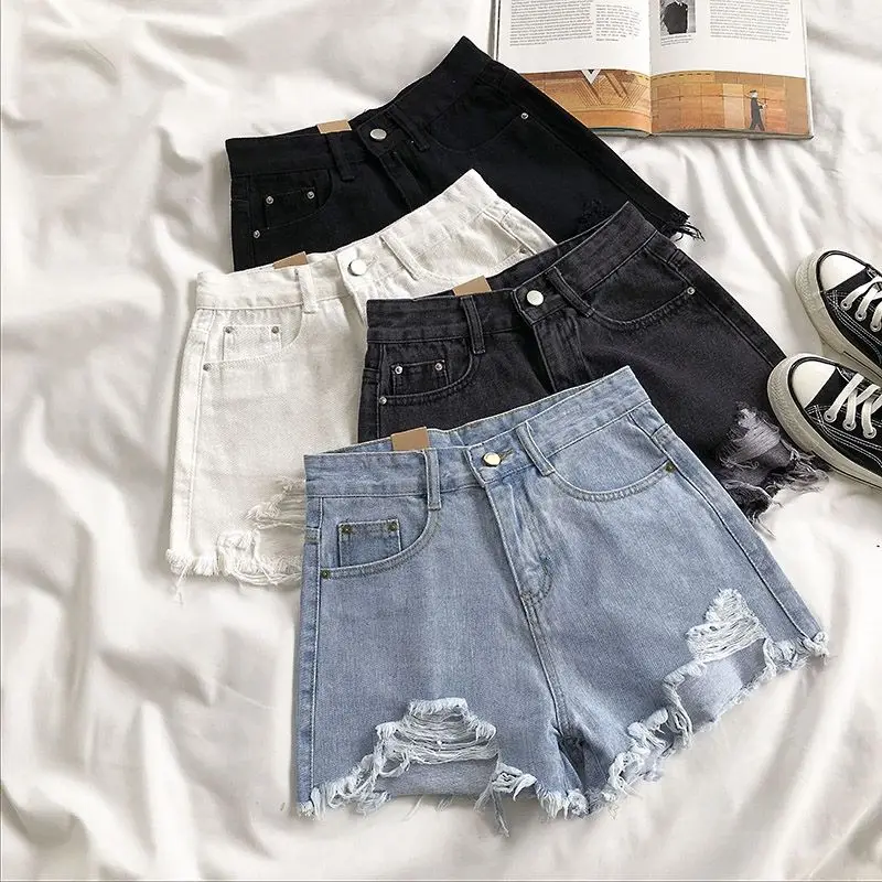Short en jean déchiré taille haute pour femme - Kf h f f a e eebba e ae bfx - Tenue de festival