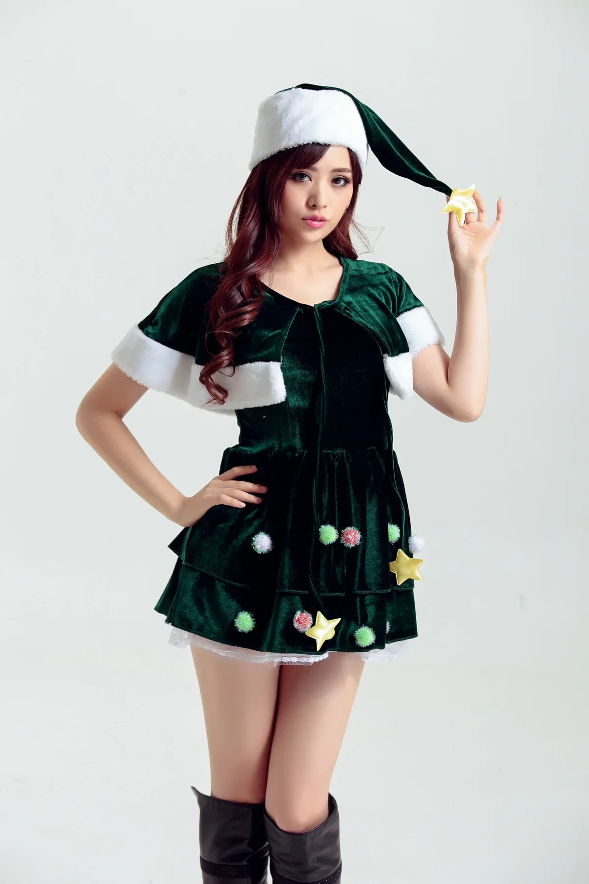 Costume robe sapin de noël vert en peluche - Kf s d d d ebccf c f e a x - Tenue de festival