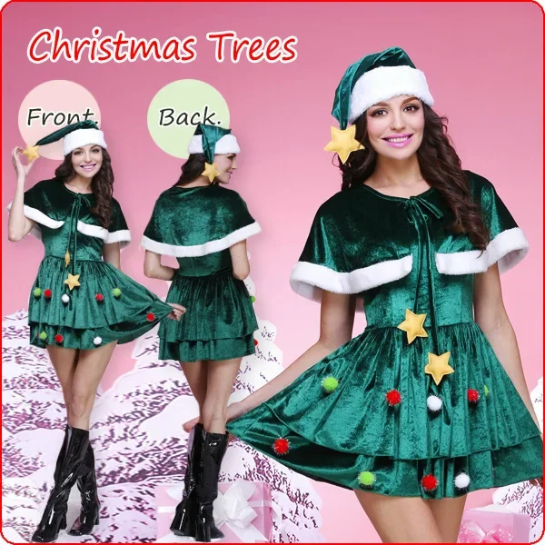 Costume robe sapin de noël vert en peluche - Kf s b d f a c befe fc - Tenue de festival
