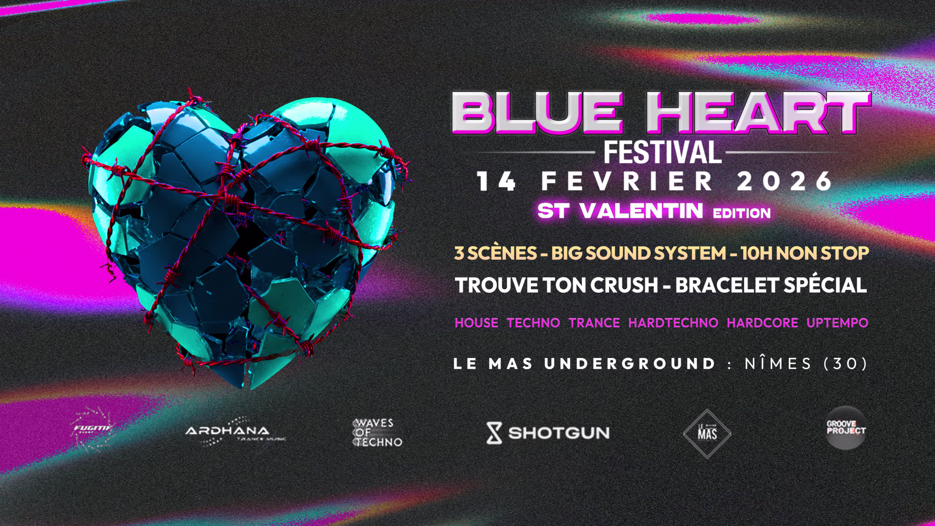 Les meilleurs Festivals Techno en France en 2026 ! - Blue heart festival techno france - Tenue de festival