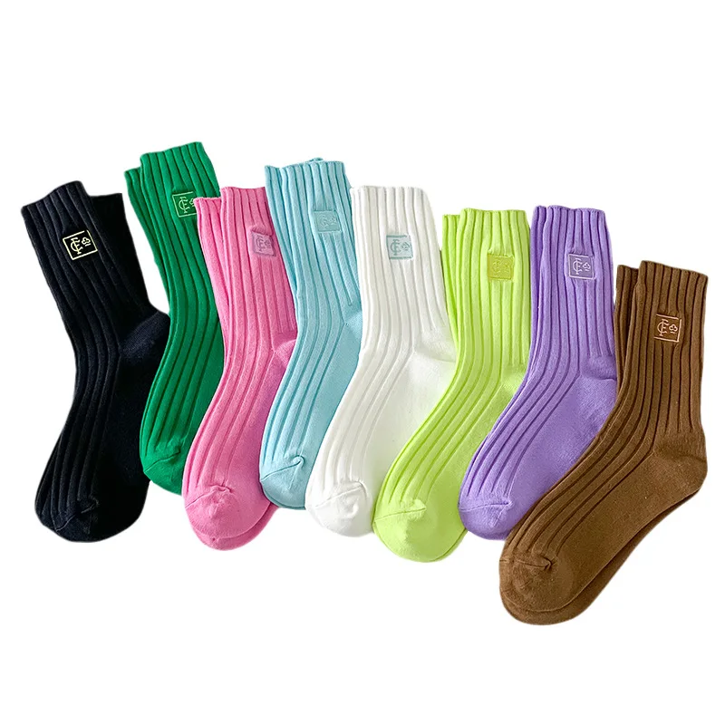 Chaussettes mi-mollet unies en cotton - Kf s ee e c e b a d e f t - Tenue de festival