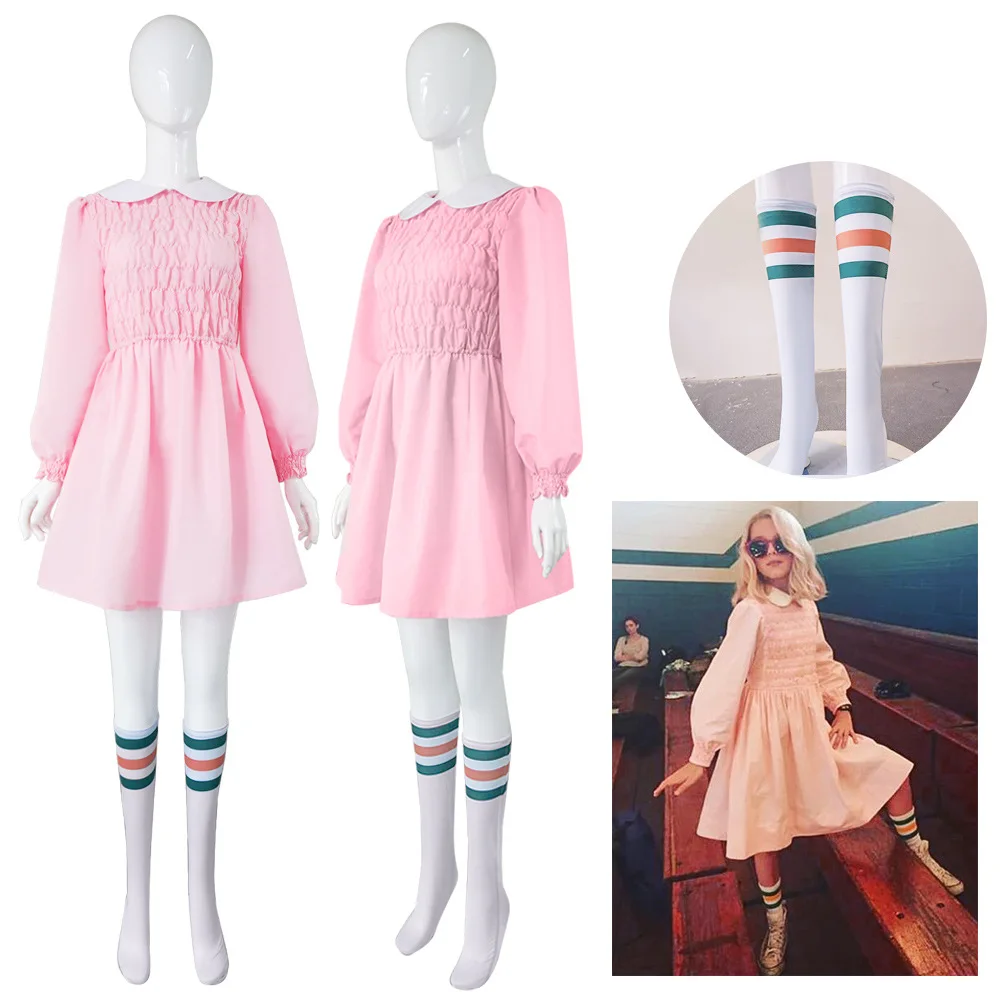 Rose rose de cosplay “Onze” dans Stranger Things - Kf s aad d a f bedcc e ac i - Tenue de festival