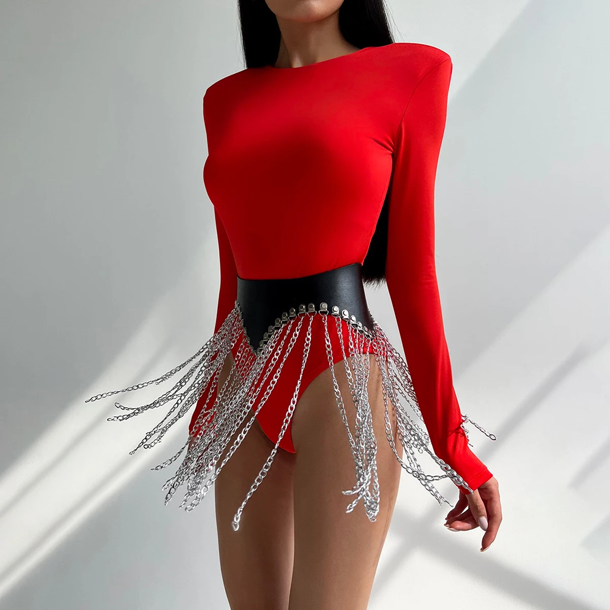 Jupe chaîne argentée ceinture taille haute - Kf s f b f b f e c f j - Tenue de festival