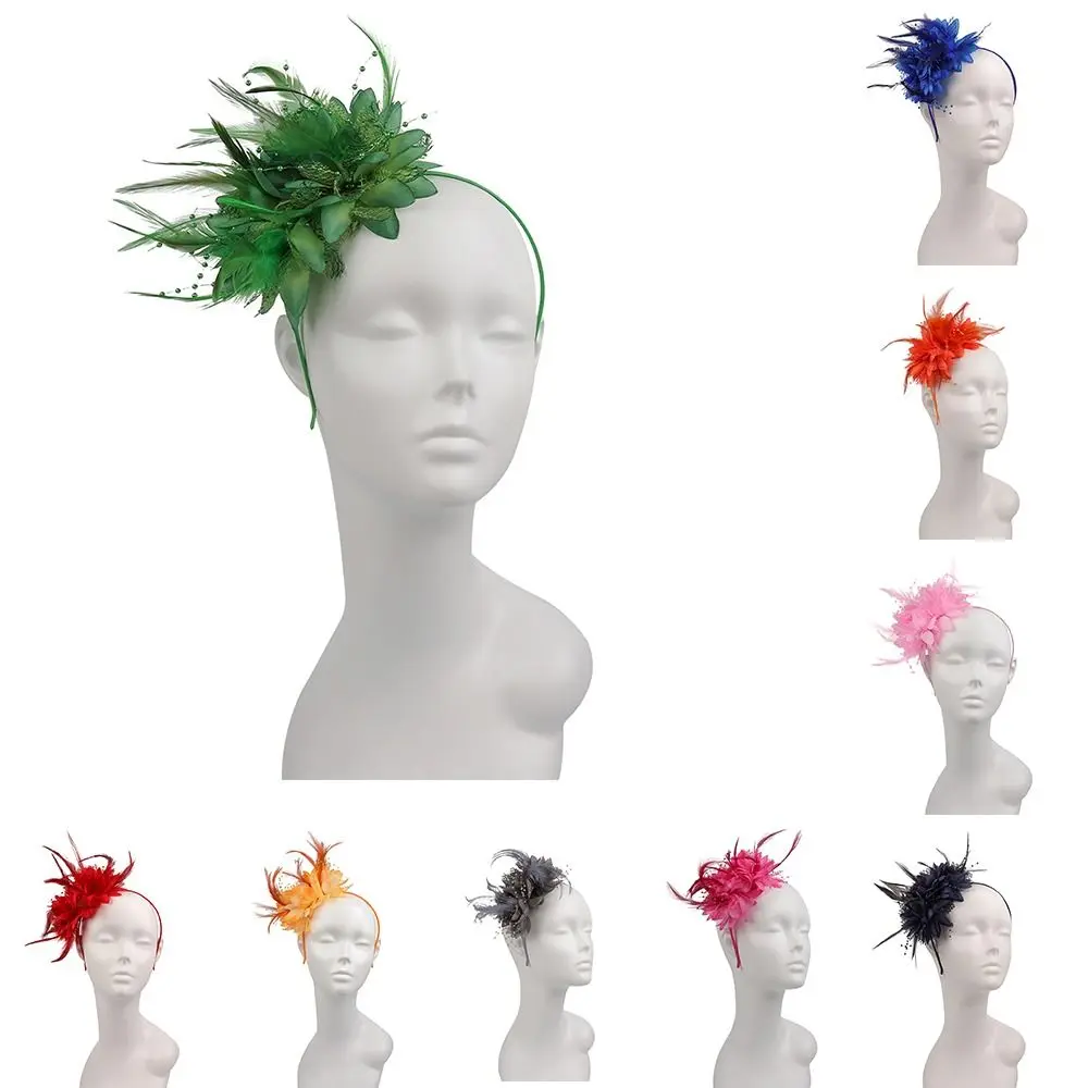Fascinateur à plume élégant pour femme - Kf s ed e b a f ea x fascinateur l gant pour femme chapeau bande de sauna fleur plume fil de maille cocktail mariage - Tenue de festival