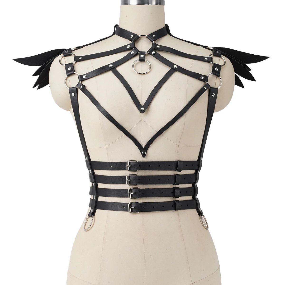 Harnais en cuir noir avec boucles pour femmes - Kf s d a a f a cf c a g - Tenue de festival Harnais en cuir noir avec boucles pour femmes - Kf s d a a f a cf c a g - Tenue de festival