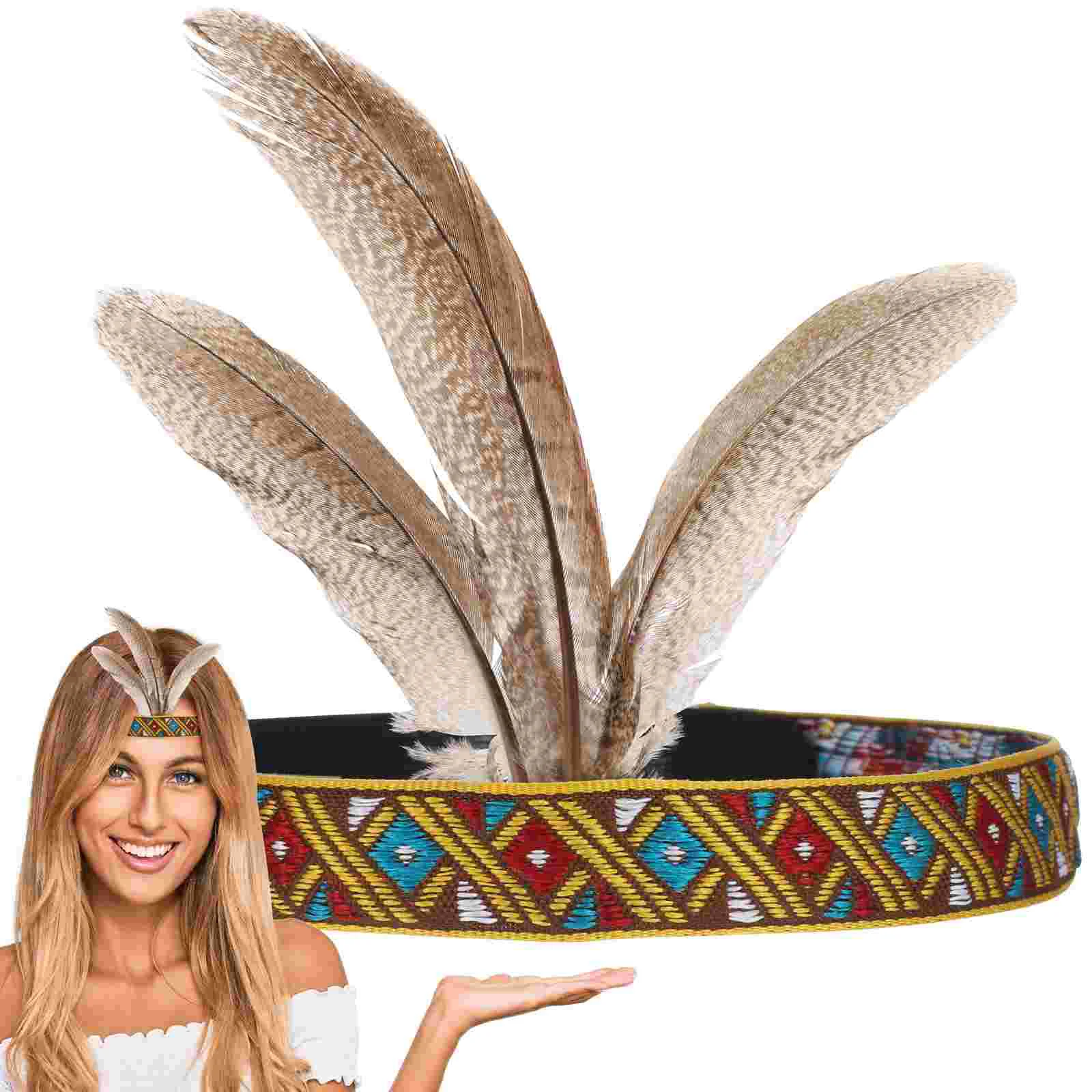 Bandeau avec plumes et tissu tribal - Kf sa f eacff dd d f e fv - Tenue de festival