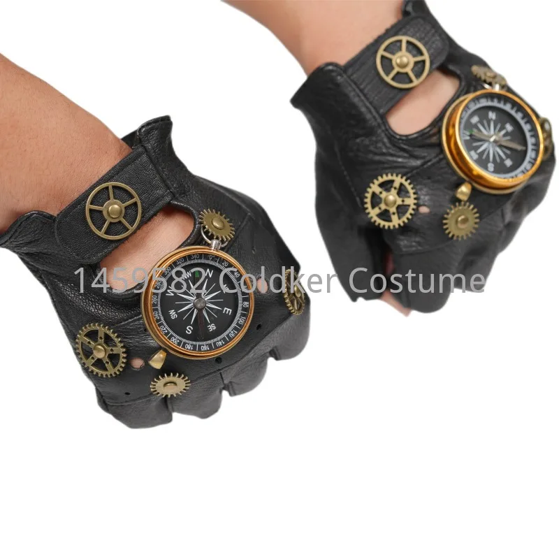 Mitaines en cuir Boussoles Steampunk - Kf sb ff d d d db cv - Tenue de festival