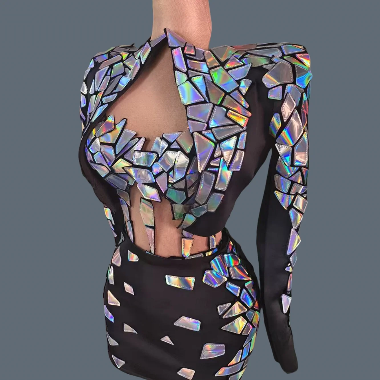 Robe de festival “Mirror Shards” holographique - Kf sdc d e b a fc e c - Tenue de festival