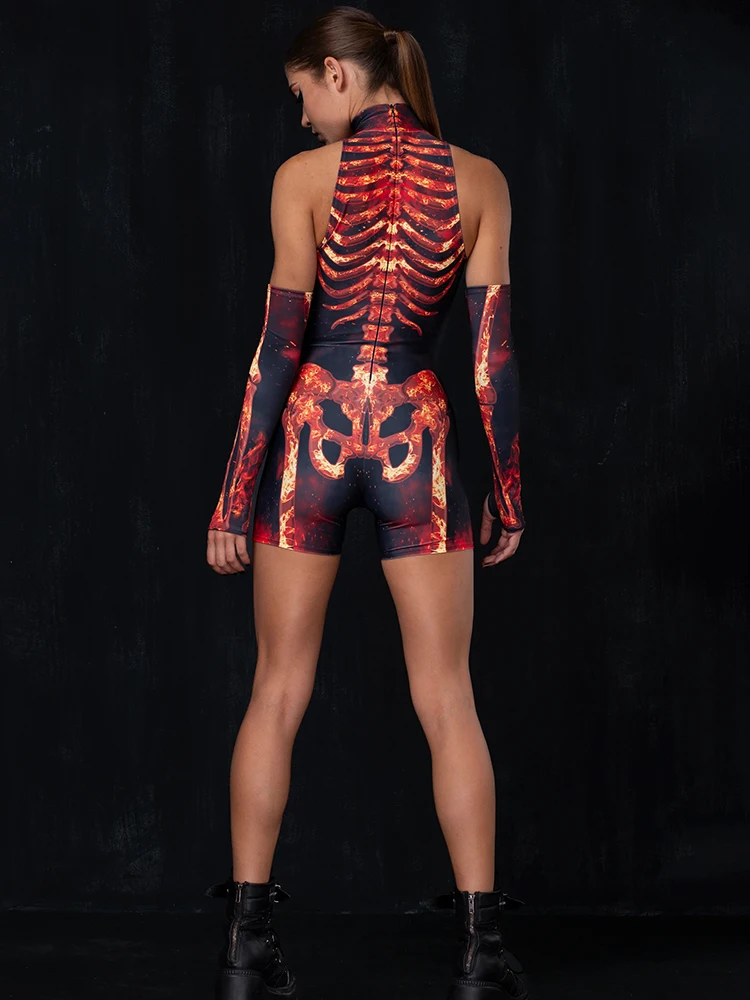 Combinaison sexy squelette enflammé - Kf s e e bbbc a de f ac - Tenue de festival