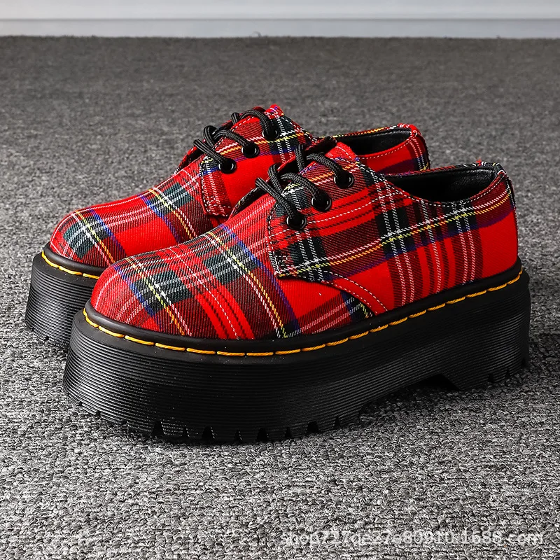 Chaussures plateforme à lacets motif tartan rouge - Kf s e e cf c e a d f b fq - Tenue de festival