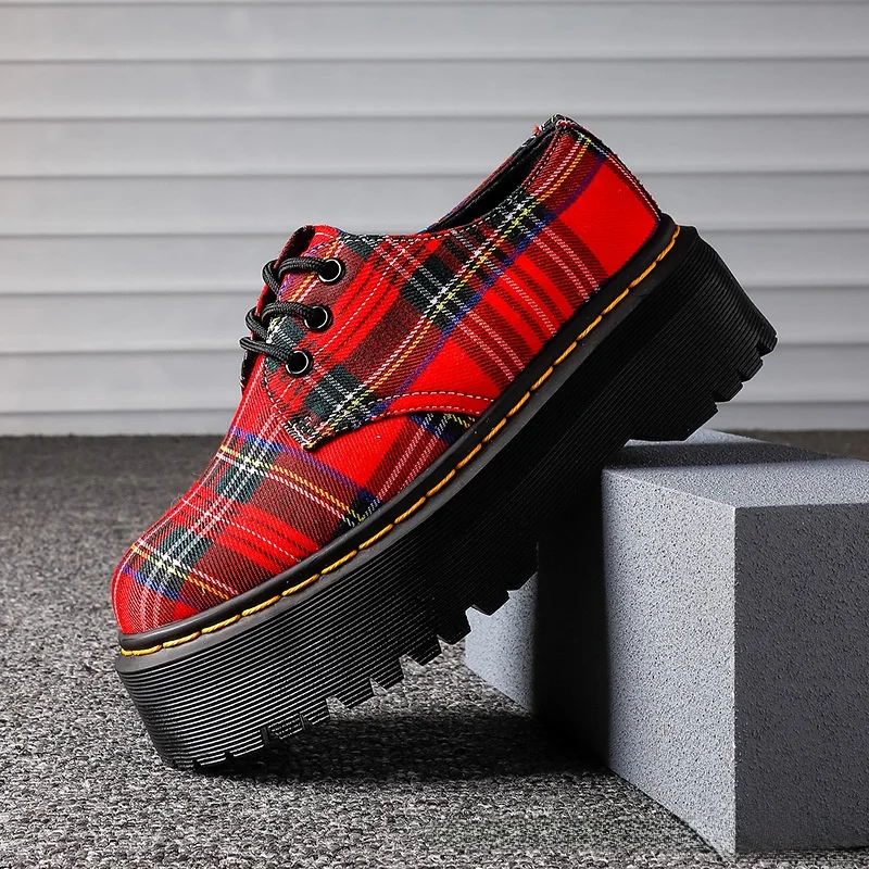Chaussures plateforme à lacets motif tartan rouge - Kf s cb d b b d dda fdat - Tenue de festival