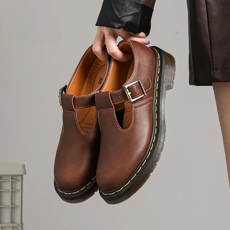 Chaussures Mary Jane en PU marron avec bride et boucle - Kf s c b ea bcd d ee l - Tenue de festival